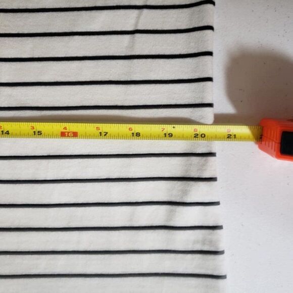 Chico’s Striped Floral Shoulder Tee Top White Black Red Cotton Size 1P - Picture 14 of 14